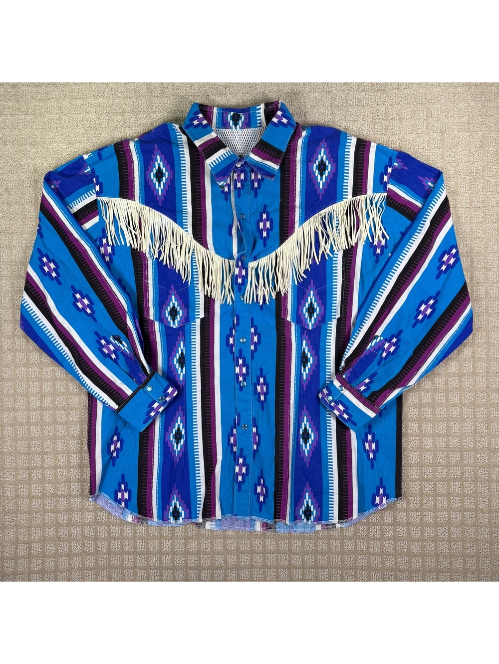 Handmade Southwestern Fringe Western Shirt 2XL